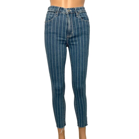 Abercrombie & Fitch Pinstripe Detail Simone High Rise Ankle Jeans Women’s 27/4R - Picture 2 of 7